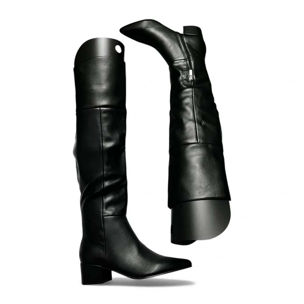Marc Fisher Women’s Over The Knee Faux Leather Pointed Toe Boots 7M Chic Preppy